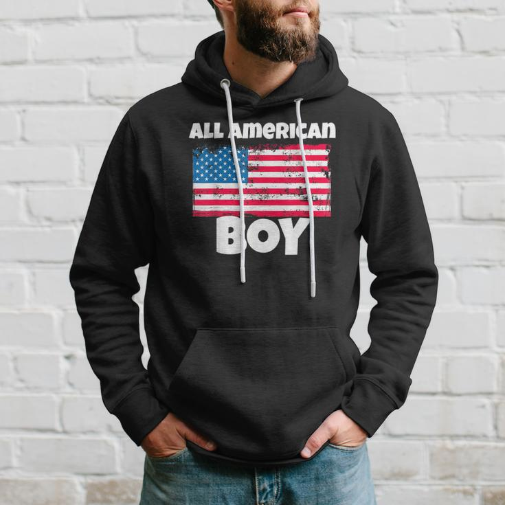 All American Boy Usa Flag Distressed 4Th Of July Hoodie Gifts for Him