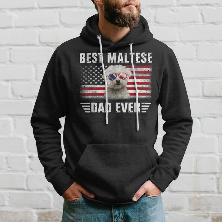 American Flag Best Maltese Dad Ever Dog Dad Hoodie Gifts for Him
