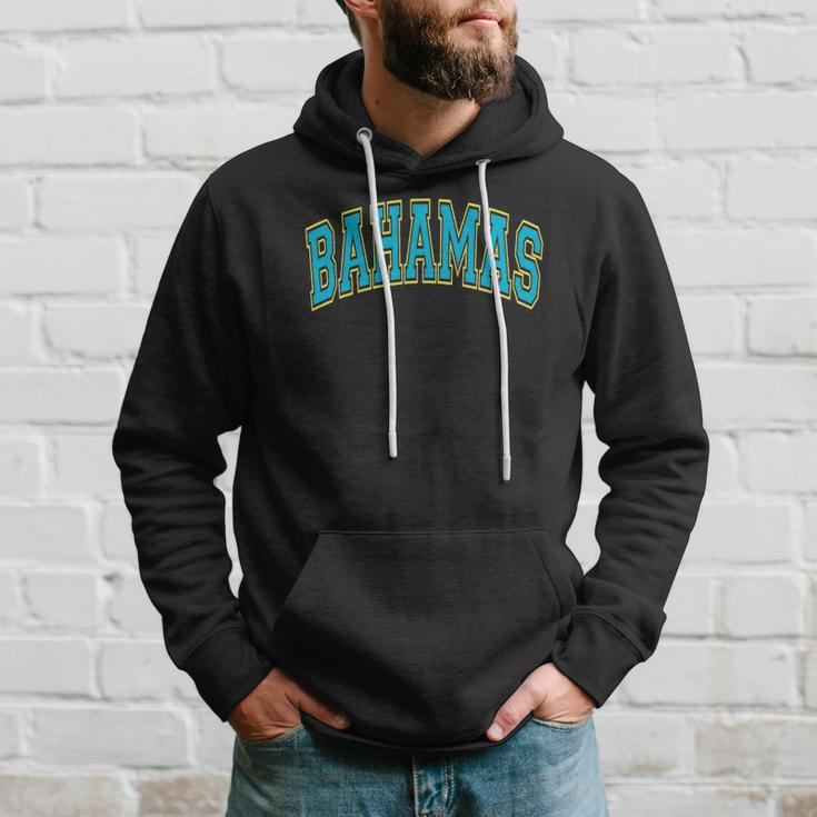 Bahamas Varsity Style Teal Text With Yellow Outline Hoodie Gifts for Him
