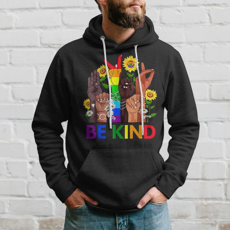 Be Kind Sign Language Hand Talking Lgbtq Flag Gay Pride Hoodie Gifts for Him
