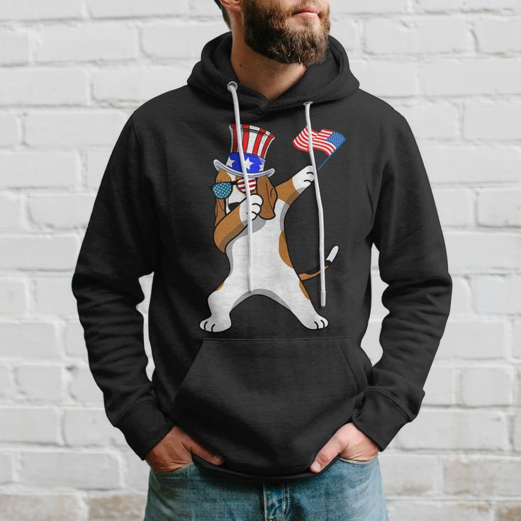 Beagle Dabbing Dog Dad 4Th Of July Hoodie Gifts for Him