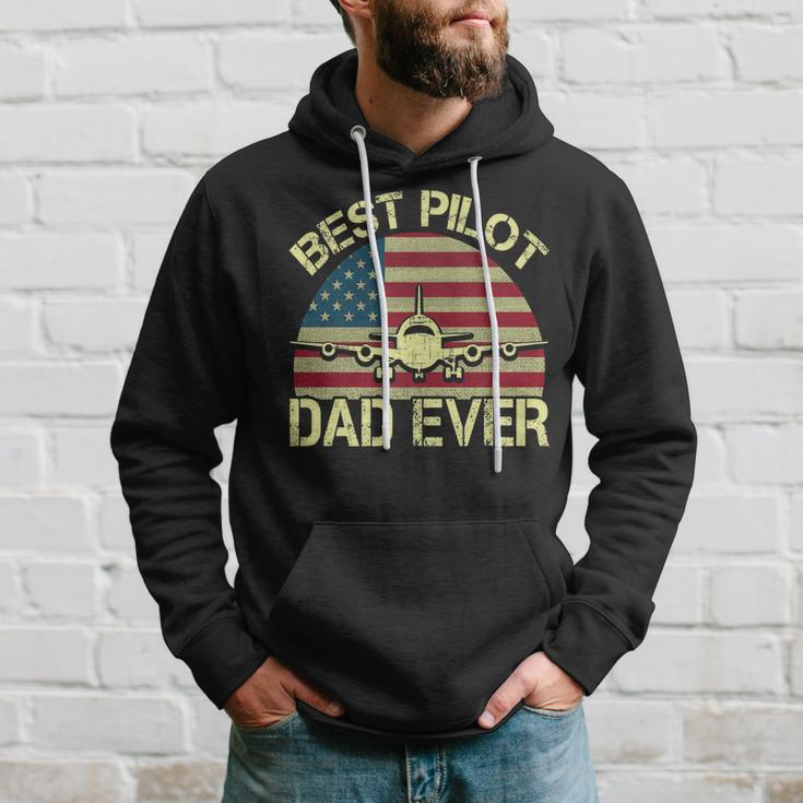 Best Pilot Dad Ever Fathers Day American Flag 4Th Of July Hoodie Gifts for Him