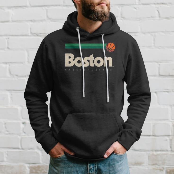 Boston Basketball B-Ball Massachusetts Green Retro Boston Hoodie Gifts for Him