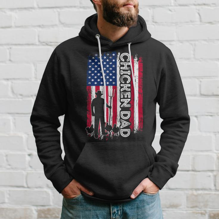 Chicken Chicken Chicken Dad American Flag Poultry Farmer Dad Fathers Day Hoodie Gifts for Him
