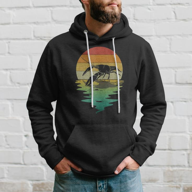 Crayfish Sunset Retro Vintage 70S Crawfish Nature Lover Hoodie Gifts for Him