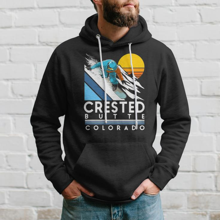 Crested Butte Colorado Retro Snowboard Hoodie Gifts for Him