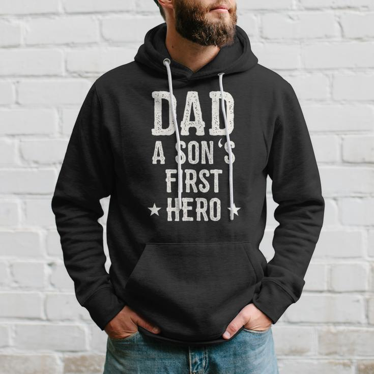 Dad A Sons First Hero Love Funny Father Birthday Gift Hoodie Gifts for Him