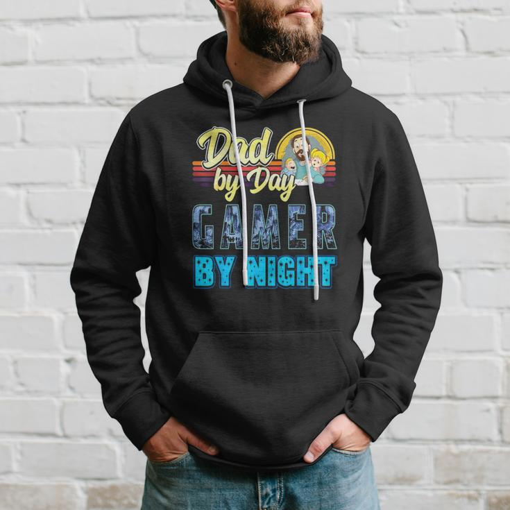 Dad By Day Gamer By Night Video Games Gaming Father Hoodie Gifts for Him