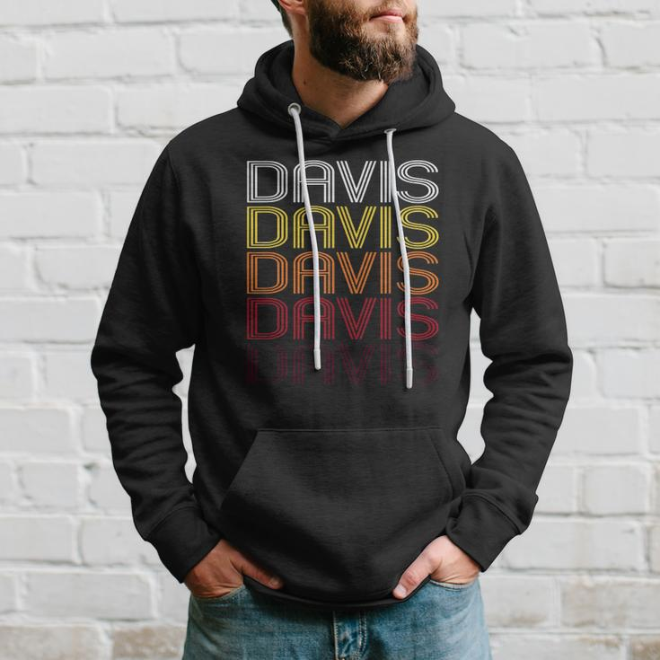 Davis Retro Wordmark Pattern Vintage Style Hoodie Gifts for Him