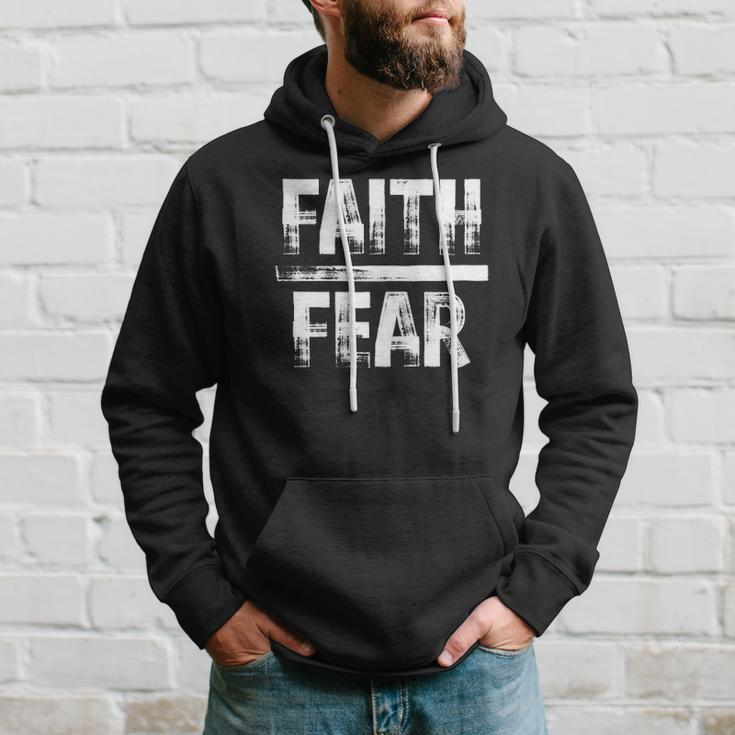 Distressed Faith Over Fear Believe In Him Hoodie Gifts for Him
