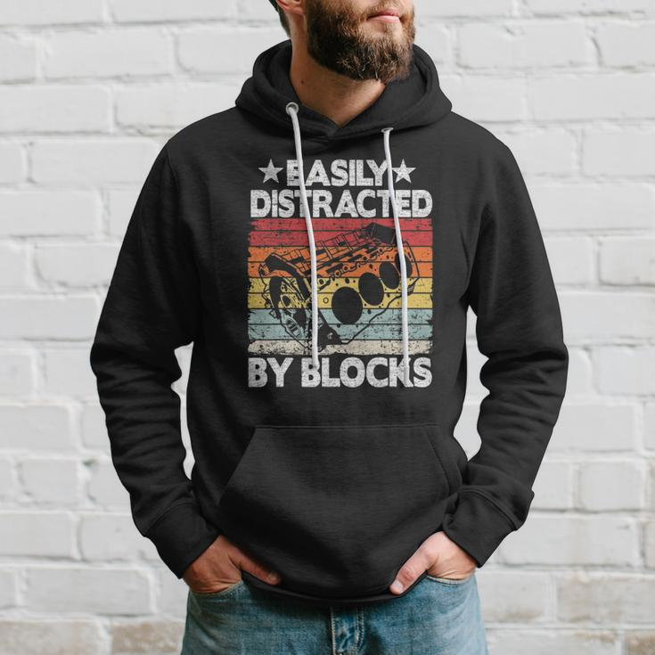 Easily Distracted By Blocks Racing Car Parts Funny Mechanic Hoodie Gifts for Him