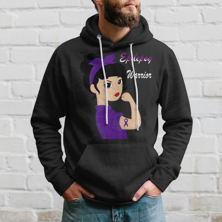 Epilepsy Warrior Strong Women Purple Ribbon Epilepsy Epilepsy Awareness V2 Hoodie Gifts for Him