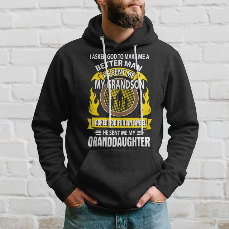Father Grandpa I Asked God To Make Me A Better Man He Sent Me My Grandson Family Dad Hoodie Gifts for Him