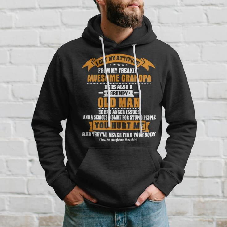 Father Grandpa I Get My Attitude From My Freakin Awesome Grandpa 159 Family Dad Hoodie Gifts for Him