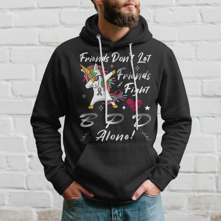 Friends Dont Let Friends Fight Borderline Personality Disorder Bpd Alone Unicorn Grey Ribbon Borderline Personality Disorder Bpd Awareness Hoodie Gifts for Him