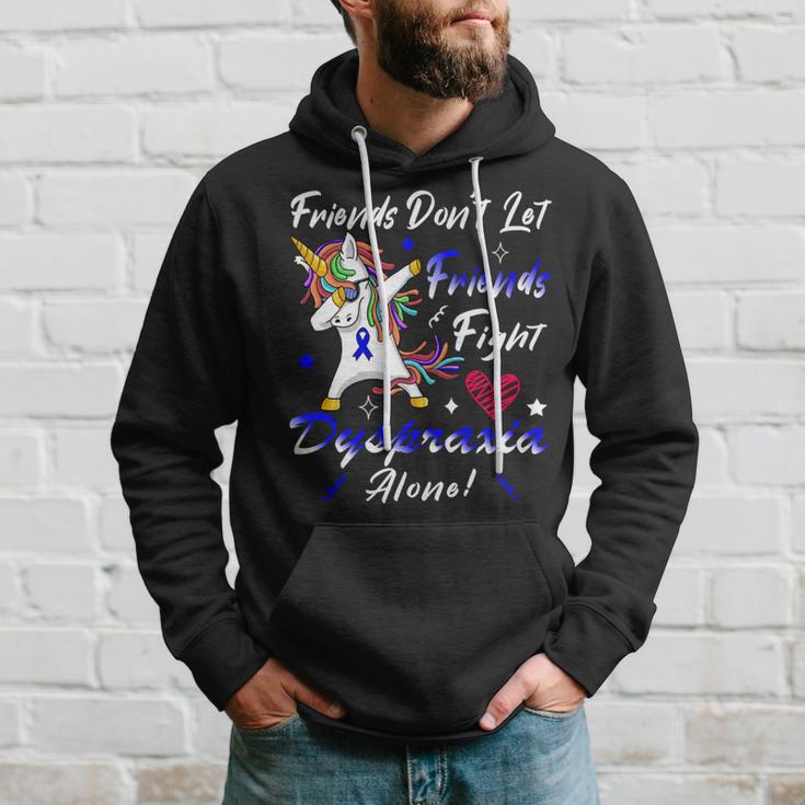 Friends Dont Let Friends Fight Dyspraxia Alone Blue Ribbon Unicorn Dyspraxia Dyspraxia Awareness Hoodie Gifts for Him