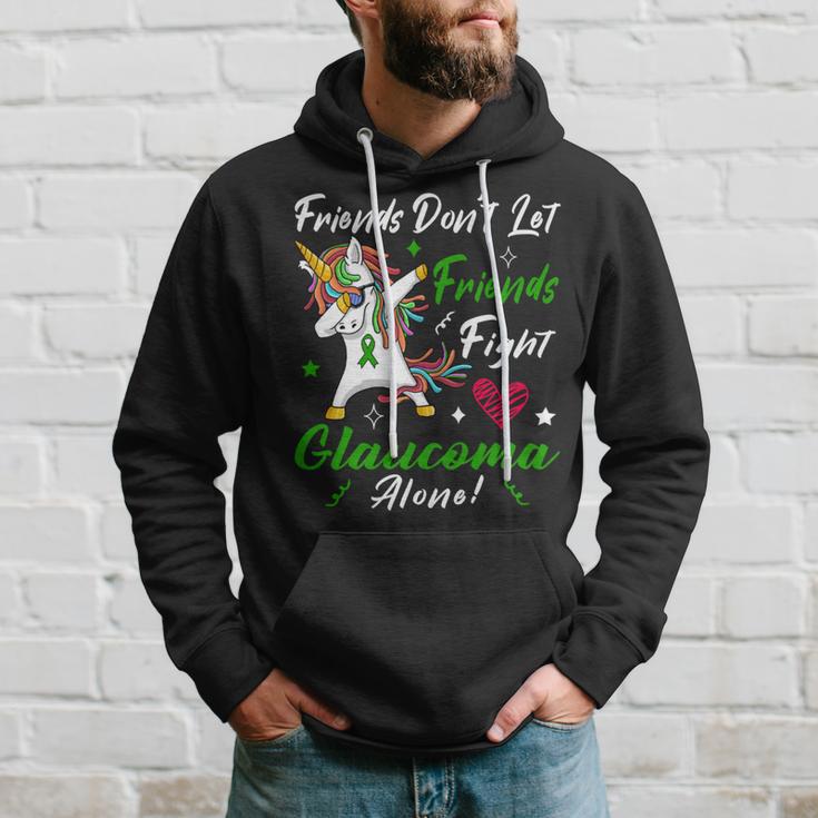 Friends Dont Let Friends Fight Glaucoma Alone Unicorn Green Ribbon Glaucoma Glaucoma Awareness Hoodie Gifts for Him