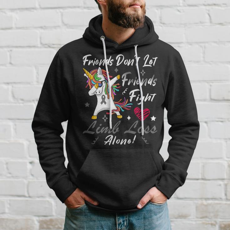 Friends Dont Let Friends Fight Limb Loss Alone Unicorn Grey Ribbon Limb Loss Limb Loss Awareness Hoodie Gifts for Him