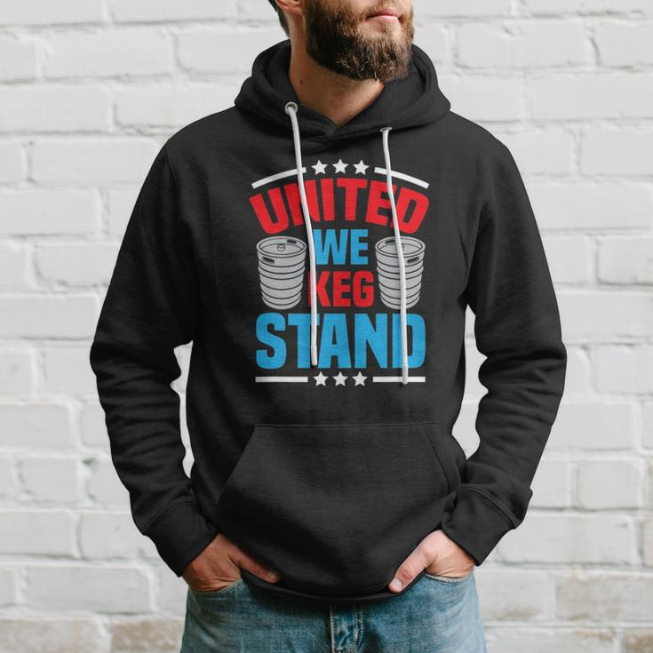 Funny Alcohol United We Keg Stand Patriotic 4Th Of July Hoodie Gifts for Him