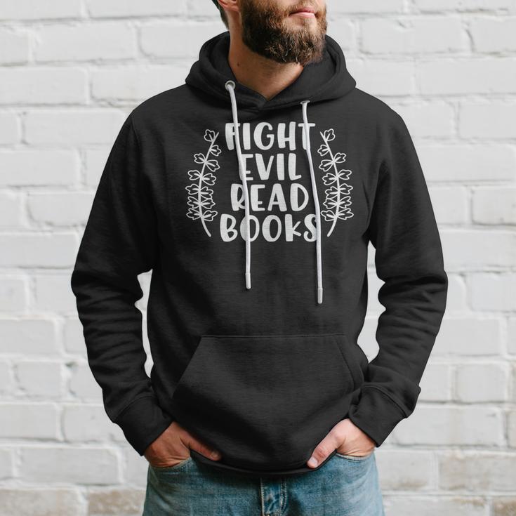 Funny Fight Evil Read Books Hoodie Gifts for Him