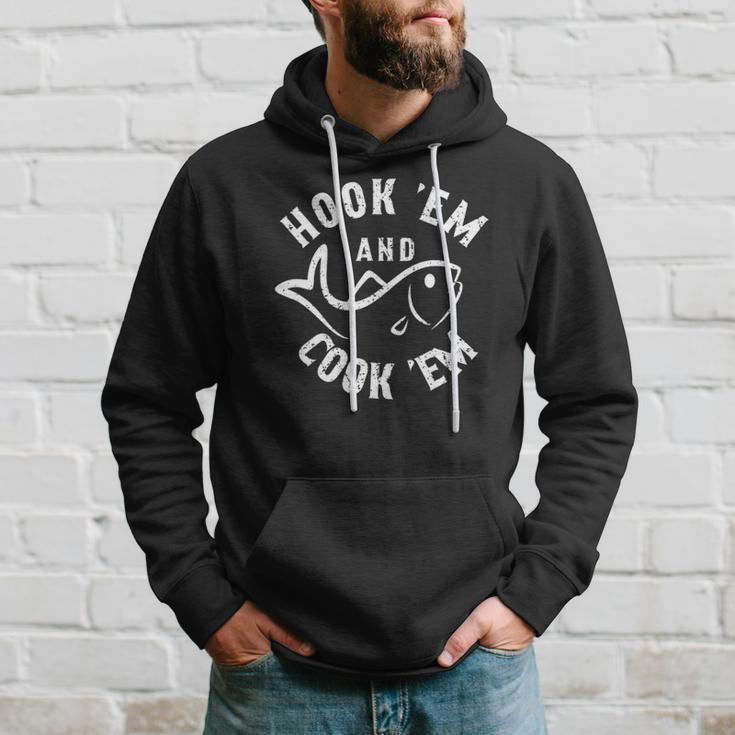 Funny Hookem And Cookem Fishing Hoodie Gifts for Him