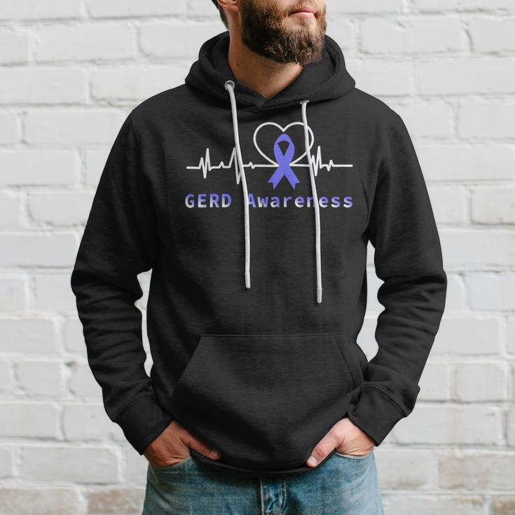 Gerd Awareness Heartbeat Periwinkle Blue Ribbon Gastroesophageal Reflux Disease Gerd Awareness Hoodie Gifts for Him