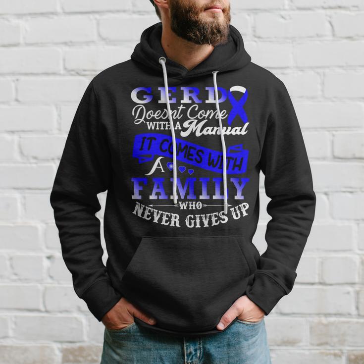 Gerd Doesnt Come With A Manual It Comes With A Family Who Never Gives Up Periwinkle Blue Ribbon Gastroesophageal Reflux Disease Gerd Awareness Hoodie Gifts for Him