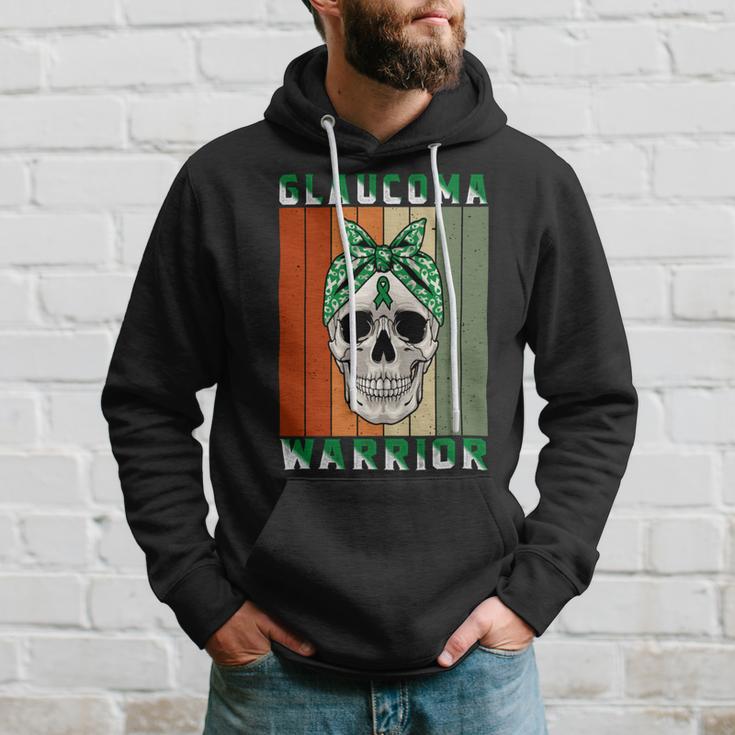 Glaucoma Warrior Skull Women Vintage Green Ribbon Glaucoma Glaucoma Awareness Hoodie Gifts for Him