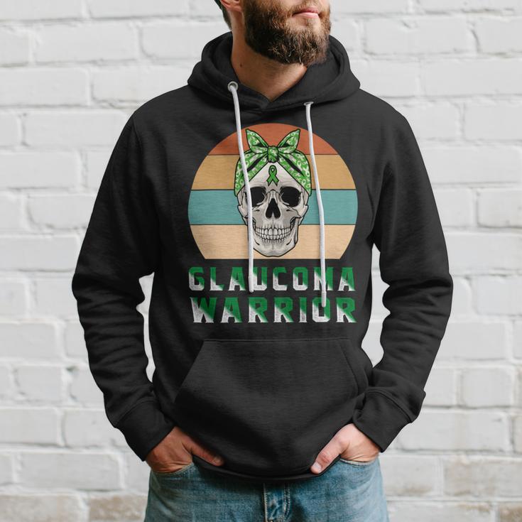 Glaucoma Warrior Skull Women Vintage Green Ribbon Glaucoma Glaucoma Awareness V2 Hoodie Gifts for Him