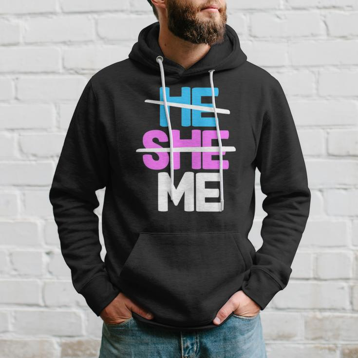He She Me Nonbinary Non Binary Agender Queer Trans Lgbtqia Hoodie Gifts for Him