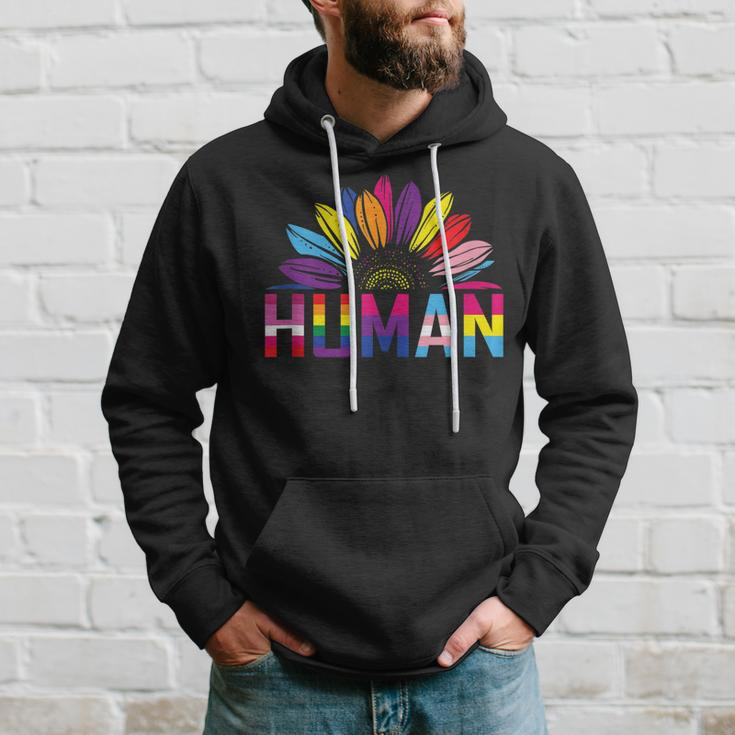 Human Lgbtq Month Pride Sunflower Hoodie Gifts for Him