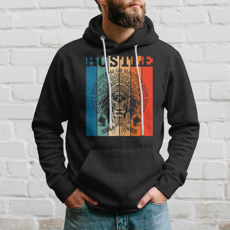 Hustle Retro Native American Indian Hip Hop Music Lover Gift Hoodie Gifts for Him