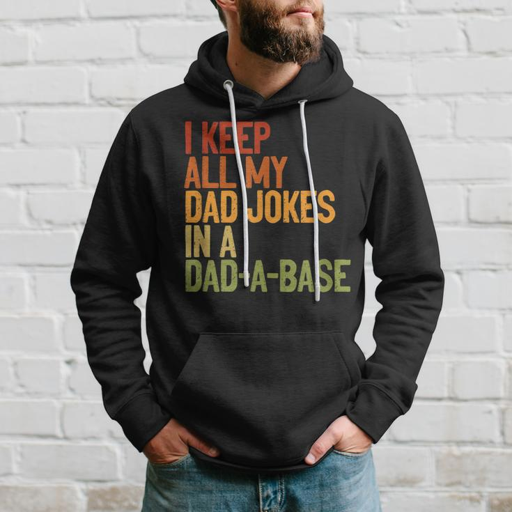 I Keep All My Dad Jokes In A Dad-A-Base Vintage Fathers Day Hoodie Gifts for Him