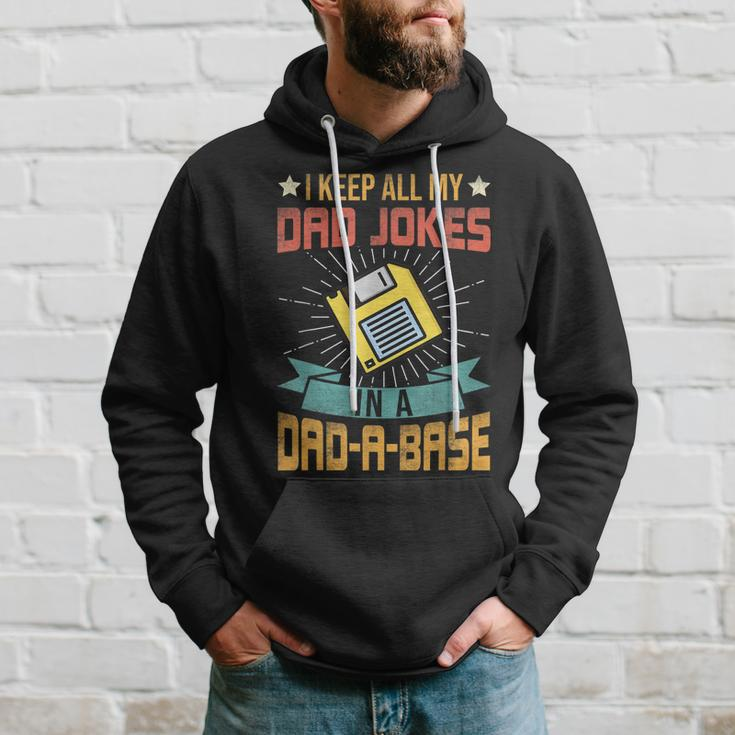 I Keep All My Dad Jokes In A Dad-A-Base Vintage Fathers Day Hoodie Gifts for Him