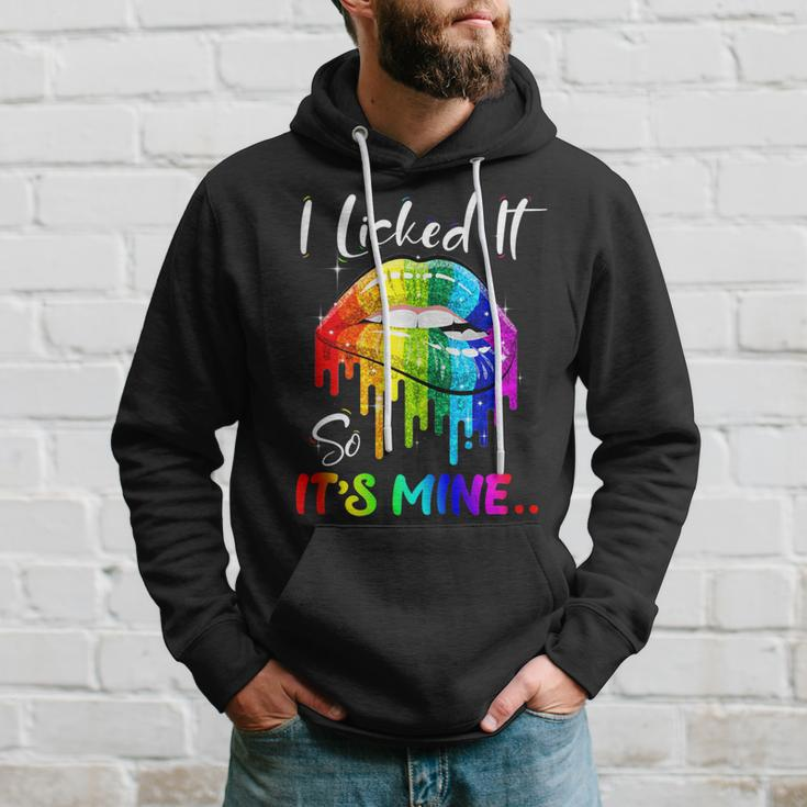 I Licked It So Its Mine Funny Lesbian Gay Pride Lgbt Flag Hoodie Gifts for Him