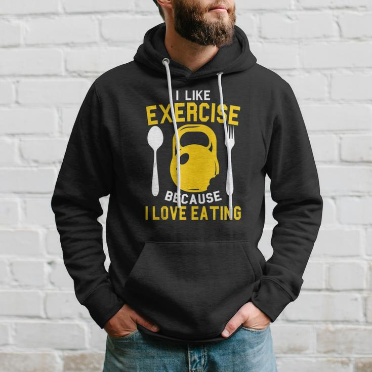 I Like Exercise Because I Love Eating Gym Workout Fitness Hoodie Gifts for Him
