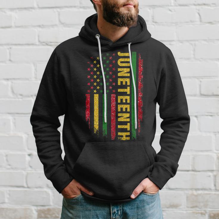 Juneteenth Us Flag Black King Melanin Dad Men Fathers Day Hoodie Gifts for Him