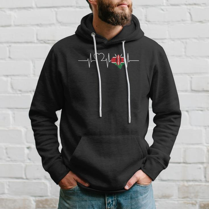 Kenya Map With Heartbeat Vintage Flag Kenya Hoodie Gifts for Him