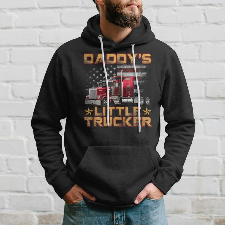 Kids Semi Truck Boys Gift Daddys Little Trucker Fathers Day Hoodie Gifts for Him