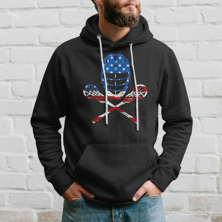 Lacrosse American Flag Lax Helmet Sticks 4Th Of July Gifts Hoodie Gifts for Him