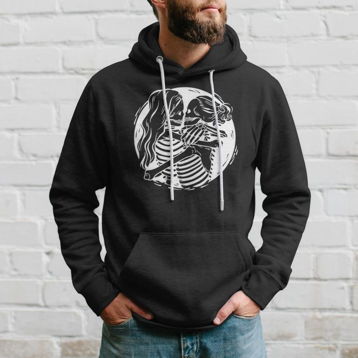 Lesbian Couple Lgbtq Pride Skeletons Kissing Valentine Day Hoodie Gifts for Him