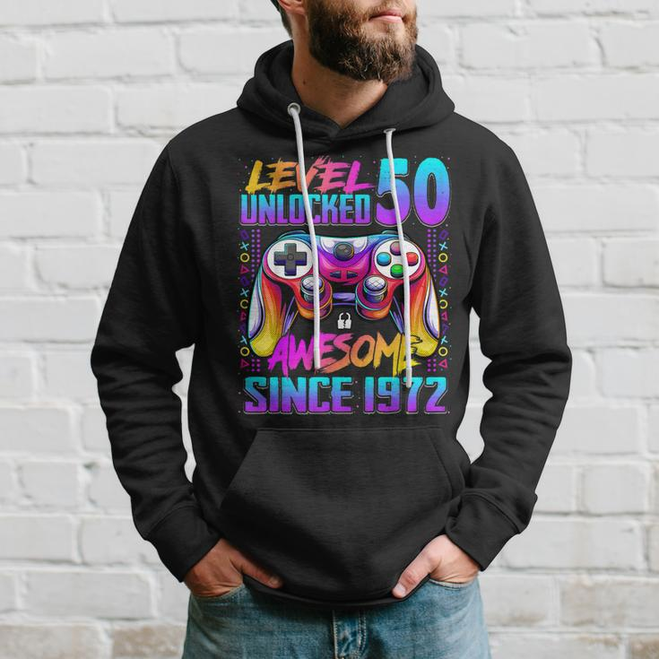 Level 50 Unlocked Awesome Since 1972 50Th Birthday Gaming Hoodie Gifts for Him