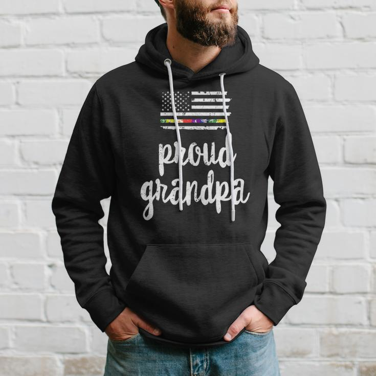 Lgbt Pride American Flag Proud Grandpa 4Th Of July Hoodie Gifts for Him