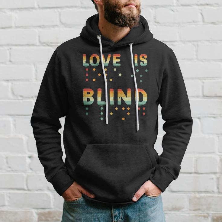 Love Is Blind Braille Visually Impaired Blind Awareness Hoodie Gifts for Him