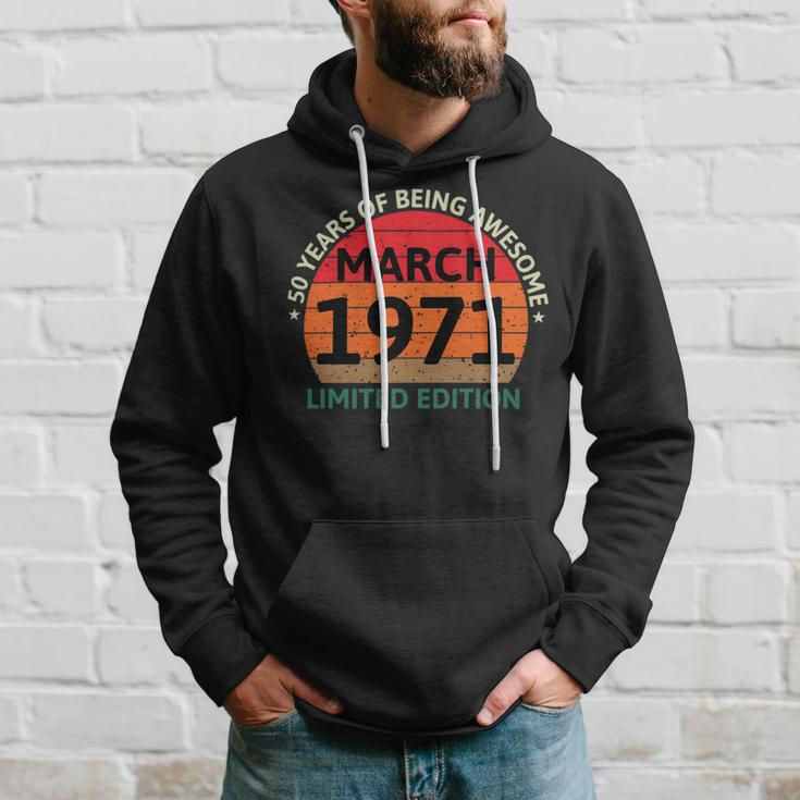 March 1971 50 Years Old Retro Vintage 50Th Birthday Hoodie Gifts for Him