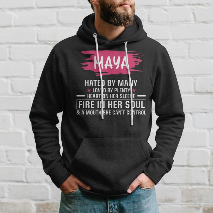 Maya Name Gift Maya Hated By Many Loved By Plenty Heart On Her Sleeve Hoodie Gifts for Him