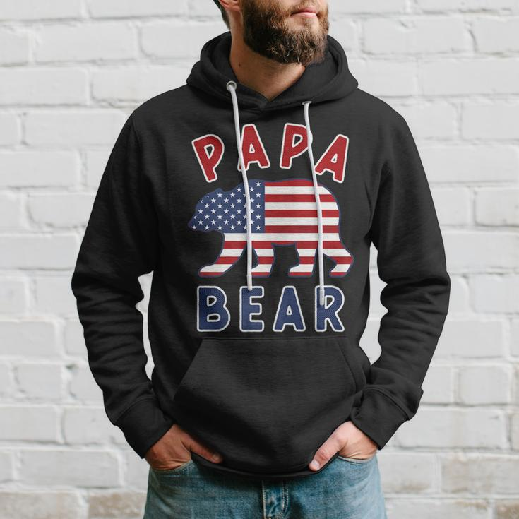 Mens American Flag Papa Bear 4Th Of July Usa Patriotic Dad V2 Hoodie Gifts for Him