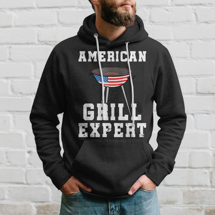 Mens American Grill Expert Dad Fathers Day Bbq 4Th Of July Hoodie Gifts for Him