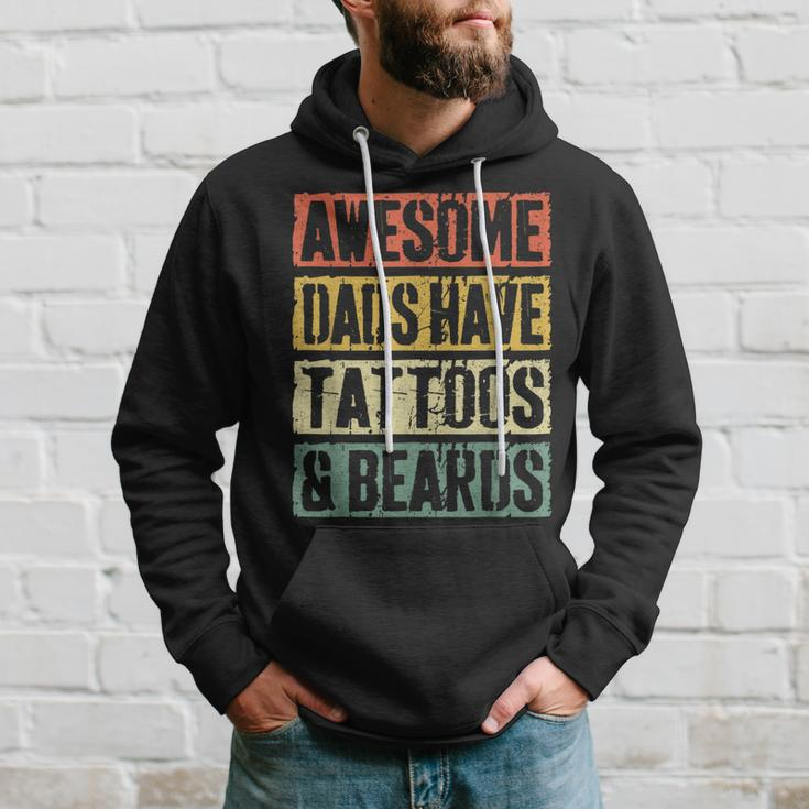 Mens Awesome Dads Have Tattoos And Beards Fathers Day V3 Hoodie Gifts for Him
