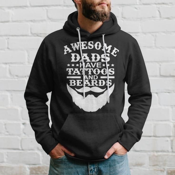 Mens Awesome Dads Have Tattoos And Beards Fathers Day V3 Hoodie Gifts for Him